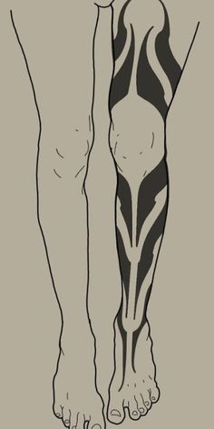 a drawing of a person's legs with black and white stripes on them, as well as the bottom part of their leg