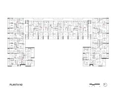 the floor plan for an office building, with several floors and two rooms on each side