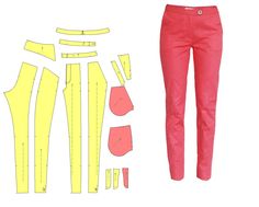 the sewing pattern shows how to cut and sew pants