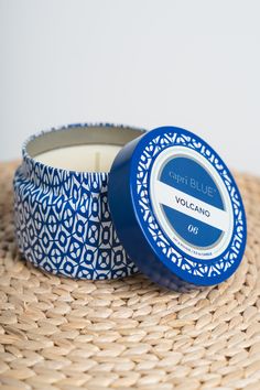 Capri blue printed travel tin volcano - Trendy Candles and Scents at Lush Fashion Lounge Boutique in Oklahoma City Volcano Scent, Capri Blue Volcano, Blue Volcano, Scent Candle, 25 Hours, Blue Candles, Capri Blue, Women's Boutique, Oklahoma City