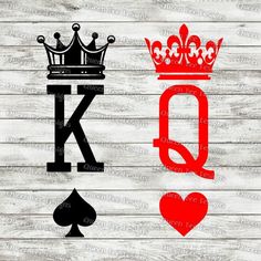 the letter k is made up of two hearts and a crown on top of it