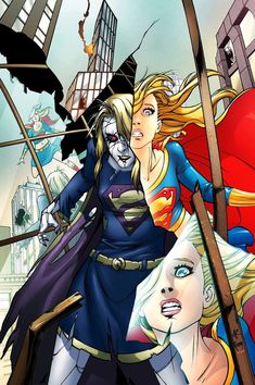 the cover to batman and supermangirl comics, with two women dressed as superheros