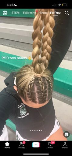 Girls Athletic Hairstyles, Gameday Braids, Bball Girl Hairstyles, Basketball Game Day Hairstyles, Lacrosse Game Day Hair, Braided Sports Hairstyles, Field Day Hairstyles