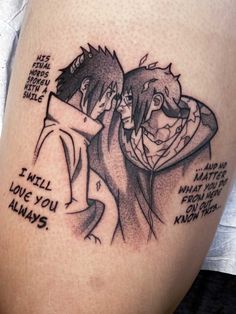 a couple hugging each other with the words i will love you always on their thigh