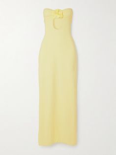 EXCLUSIVE AT NET-A-PORTER. There are so many reasons to love Maygel Coronel's 'Kleos' dress and the fact it's reversible is at the top of the list - you can wear it with the cutout detail at the front or back. It's been locally made in Colombia from comfortable stretch-jersey in a soft 'Vanilla' shade and detailed with the signature floral appliqué, which is made by hand. Maygel Coronel Dress, Soft Yellow Dress, Yellow Silk Dress, Collar Maxi Dress, Net Sustain, Candy Necklace, Yellow Maxi Dress, Maxi Jersey Dress, Cotton Maxi