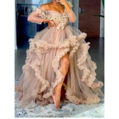 Easy To Dress Up Or Dress Down, Our Custom Tulle Dress Off Shoulder In Nude. Tulle Baby Shower Dress, Plus Size Tulle Dress, Baby Shower Dresses Black Women, Tulle Dress Photoshoot, Tulle Bridal Robe, Tulle Photoshoot, Vestidos Para Baby Shower, Speed Ball, Tulle Party Dress