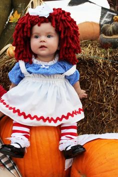 Raggedy Ann Halloween Kostüm Baby, Halloween Costumes To Make, Halloween Creative, Baby First Halloween, Diy Costumes Kids, Games Diy