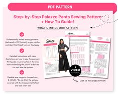 the step - by - step pazzo pants sewing pattern is shown with instructions for how to