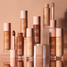 You asked, we glistened – Halo Glow Liquid Filter is now available in 12 shades to suit more skin tones and undertones. Achieve a gorgeous glow with e.l.f. Cosmetics Halo Glow Liquid Filter—the only filter you’ll ever need. This innovative complexion booster and makeup-skincare hybrid is infused with squalane and hyaluronic acid that work to enhance the overall look of skin while rendering a soft-focus, effortless radiance. Wear on its own, under, or over makeup, mix in with your favorite e.l.f. Essence Make Me Brow, Elf Foundation, Halo Glow Liquid Filter, Clear Eyebrow Gel, Roller Lash Mascara, Benefit Hoola Bronzer, Maybelline Fit Me Concealer, Halo Glow, Ultra Beauty