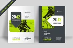 a green brochure with a man riding a bike on the front and back cover