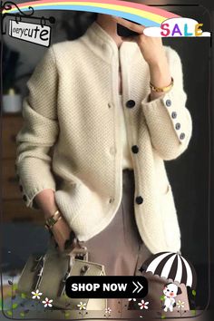 Stylish and Elegant Winter Jacket Stand Collar Jackets, Classic Cardigan, Winter Cardigan, Beige Cardigan, Comfortable Room, Cardigan Fashion, Warm Coat, Cashmere Cardigan, Cozy Knits