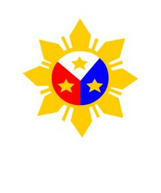 the sun and star symbol are both red, white, and blue with yellow stars