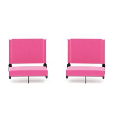 two pink beds sitting side by side on top of each other in front of a white background