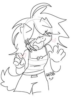 a drawing of an angry girl with her hands in the air