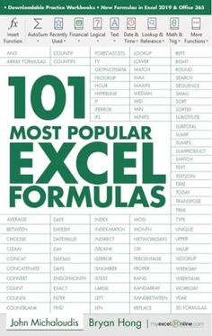 101 Most Popular Excel Formulas Bryan Hong - Etsy Excel Ideas, Microsoft Excel Formulas, Excel For Beginners, Computer Shortcut Keys, Office Tips, Whatsapp Tricks, Excel Formulas, Excel Hacks, Microsoft Excel Tutorial