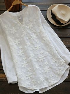 🚚FREE Shipping on orders over $80 ✨ use Code: "Mylook" for Extra Discount at checkout ﻿- 📏Sizing: run a little small 📏 Highlights - Simple design with a classic style- Features a loose neck and stylish floral embroidery- Long sleeves and loose hem provide a very casual and comfortable fit- Made with soft and skin-friendly fabric that is natural and breathable- Suitable for both Spring and Fall seasons- Perfect option for women who want an elegant look on vacation- Features a V-neckline- Long sleeves provide extra warmth during colder weather Specifications Gender: Women's, Style: Elegant, Casual, Occasion: Going out, Daily, Vacation, Tops Type: Shirt, Blouse, Neckline: V Neck, Fabric: Cotton Blend, Design: Embroidered, Details: Only tops, Sleeve Length: Long Sleeve, Elasticity: Inelasti Mexican Blouse, Vintage Blouse, Embroidery Blouse, Moda Vintage, Floral Print Tops, Lace Embroidery, Fashion Pattern, Mode Vintage, Blouse Vintage