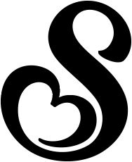 a black and white logo with the letter s