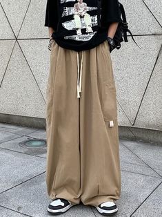 Harajuku Cargo Pants Y2K Women Wide Leg Joggers Hippie Streetwear Loose Baggy Trousers Japanese Overalls, Linen Pants Outfit Summer, Linen Pants Outfit, Summer Pants Outfits, Vintage Trousers, Loose Trousers, Men Pants, Blazer Shirt