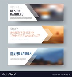 three horizontal banners with abstract shapes and blurry background for web design or presentation purposes