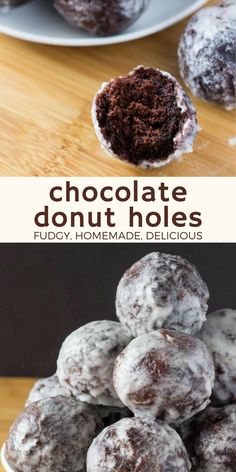 Chocolate donut holes with vanilla glaze Donut Hole Pops, Mini Chocolate Donut Recipe, Tim Hortons Donut Recipe, Chocolate Cake Donuts Fried, Chocolate Cake Doughnut Recipe, Instant Pot Donut Holes, Recipes For Pampered Chef Donut Hole Pan, Fried Chocolate Donut Recipe, Cake Flour Donut Recipe