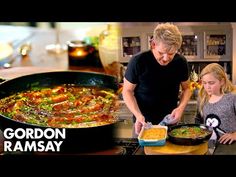 a woman and girl cooking in a kitchen with the words gordon ramsay on it's side