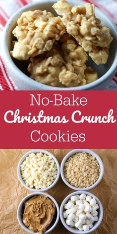 no bake christmas crunch cookies in small bowls