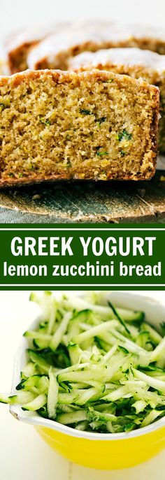 this is an image of greek yogurt lemon zucchini bread