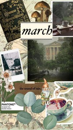 the cover of march is shown with many pictures and words on it's side