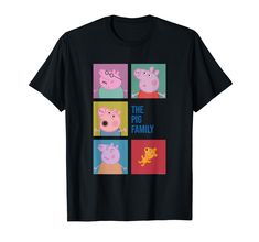 pep the pig family t - shirt with four different characters on it's chest