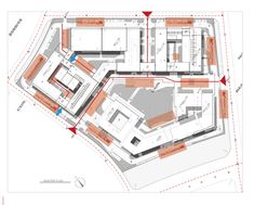 the site plan is shown with red arrows pointing to different areas in which there are buildings