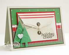 a holiday card made with stampin's paper and dieing from the holidays cheer collection