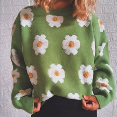 Minimalist Winter, Embroidery Top, Winter Pullover, Long Sleeve Knit Sweaters, Round Neck Sweaters, Jacquard Knit, Sweaters Online, Casual Sweaters, Green Sweater