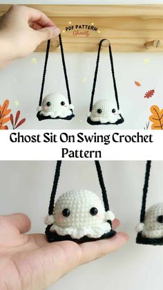 Ghost Sit On Swing Crochet Pattern - MyFavoritePatterns Easy Crochet Halloween, Fall Crochet Patterns, Crochet Car, Crochet Halloween, Halloween Crochet Patterns, Crochet Design Pattern, Halloween Pattern, Beginner Crochet Projects, Crochet Fall