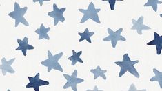 blue watercolor stars on white background