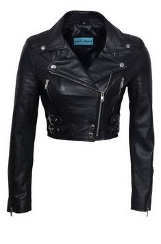 New Mens Womens Boots Luggage Women's Chic Black Cropped Leather Biker Jacket Description: Imbued with a classic biker spirit, this luxuriously soft nappa leather jacket features an angled zip through front and classic wide notched lapels. This signature and undeniably chic black leather biker jacket has embossed studs to the collar and epaulettes. The collar can be worn open or folded over closed for added warmth. Accented with two vertical zip pockets at the waist and an adjustable buckle tabs Cropped Biker Jacket, Black Leather Biker Jacket, Cropped Leather Jacket, Leather Biker Jacket, Women's Coats & Jackets, Leather Jackets Women, Black Crop, Crop Jacket