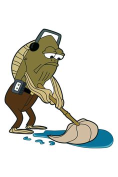 an image of a cartoon character cleaning the floor