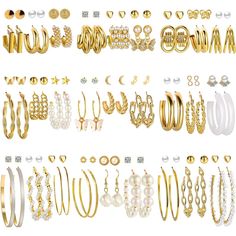 A Variety Of Gold Earring Setyou Will Get 54 Pairs Of Gold Earrings That Have A Variety Of The Shapes And Sizes, Like Pearl Stud Hoop Drop Dangle Earrings, Butterfly Earrings, Providing You With Many Different Choices To Choose From, And Go With Your Outfits For Any Occasion. High-Quality Material: These Stylish Statement Earrings Are Made Of Environmentally Friendly Alloy Materials With High-Quality Plating, Hypoallergenic, Lightweight, Saf And Easy To Wear And Take Off, Is A Great Choice For Earring Collection. Fashion Design: These Earring Packs Combines Most Of Stylish Tassel Earrings, Acrylic Earrings, Alloy Earrings, Pearl Earrings And Stud Earrings(Some Stud Earri