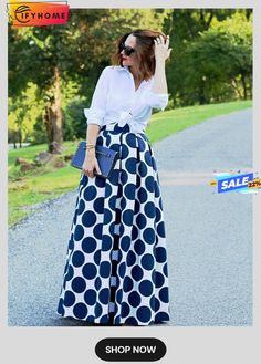 Elegant French Style Retro High Waist Polka Dot Maxi Skirt Polka Dot Maxi Skirt, French Style, Style Retro, Casual Style, Maxi Skirt, Polka Dot, Polka Dots, High Waist, On Sale