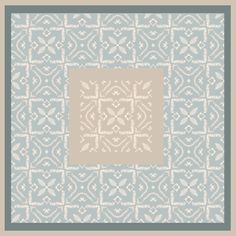 a blue and white square with an intricate design