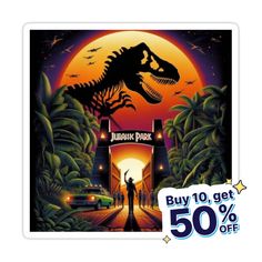 the dinosaur park poster is on sale for $ 50 off with an extra coupon