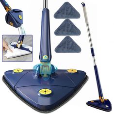 PRICES MAY VARY. 【360° Rotatable Adjustable Cleaning Mop】Triangular mops for floor cleaning is designed into 360° rotating mop head and triangular mop pad, and made it a truly professional floor cleaner for home. It can get the job done quickly and efficiently, and it is a perfect floor cleaning solution for daily and weekly cleaning floor to remove dust, pet hair, dirts, debris and more. 【Wet & Dry Cleaning Mop】This wall cleaner mop includes 3 microfiber cleaning pads for wet and dry cleaning. Wall Cleaner, Cleaning Ceilings, Floor Cleaning Solution, Cleaning Mop, Spin Mop, Dust Mop, Cleaning Mops, Microfiber Mops, Mop Heads