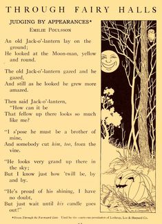 an old halloween poem with pumpkins in the trees and jack - o'- lantern on the ground