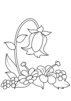 a flower with leaves and berries coloring page