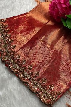 Aari Work Blouse With Border, Simple Thread Work Designs, Latest Fashion Blouse Designs, Blouse Handwork, Dress Designs For Stitching, Blouse Works, Latest Bridal Blouse Designs