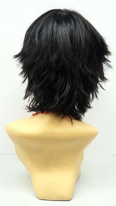 "Featuring short and stylish windblown layers, definitely consider this wig for your cosplay or costuming plans! This wig is made with synthetic fiber which prevents loss of style even after cleaning. Color: Off Black (1B) Style: Short Windblown Layers Circumference: Default at 21\" with adjustable cap (max 22\"). Materials: Synthetic Wig Fiber All sales are final. Please read all store policies before purchasing." Medium Hair Haircuts, Thick Hair Haircut, Straight Shag, Haircut For Medium Hair, Long Hair Haircut, Shag Wig, Pixie Color, Black Cosplay Wig, Color Anime