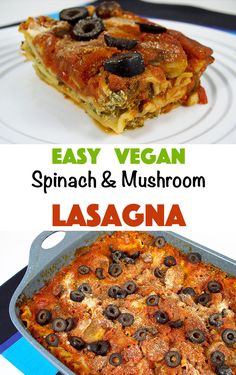 lasagna casserole with black olives and spinach