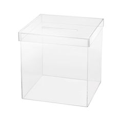 a clear plastic box on a white background