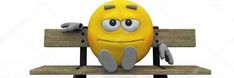 a cartoon character sitting on top of a wooden bench