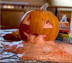 there is a pumpkin head in the water