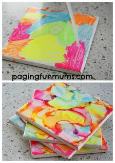 three pictures of different colored papers on top of each other with the words paper fun mums com